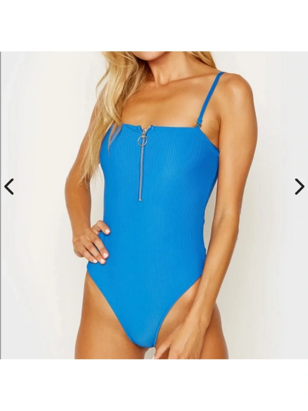 Frankie’s Bikinis Blue One Piece Size Large Cheeky